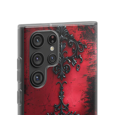Crimson Gothic Filigree · Soft Phone Case for Samsung