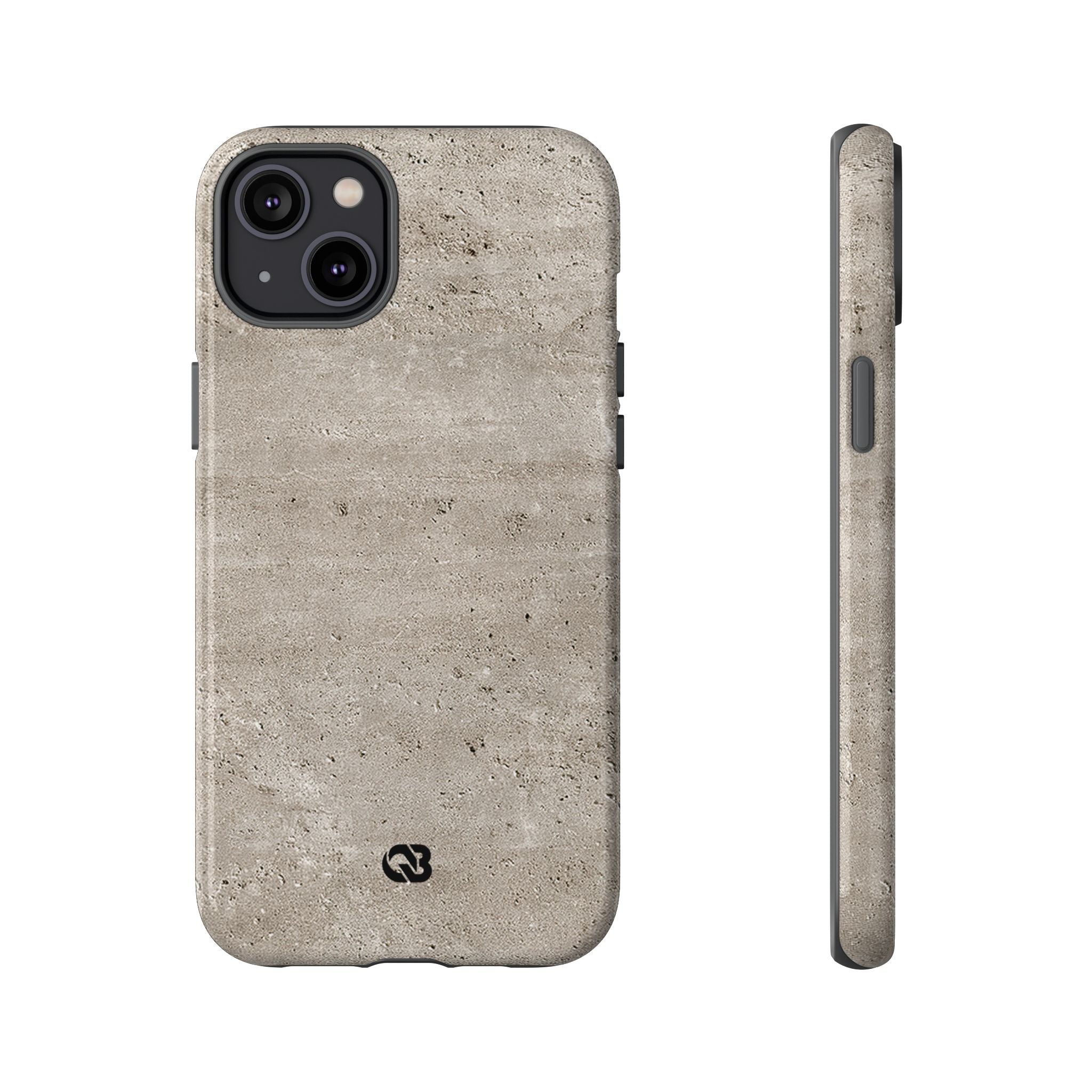 Grey Tough Phone Case for iPhone - Brutalist Stone Grit