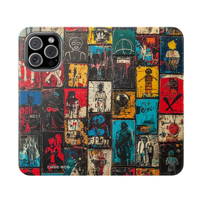 Portrait Grid Crimson - iPhone 16 Max Case - Wallet