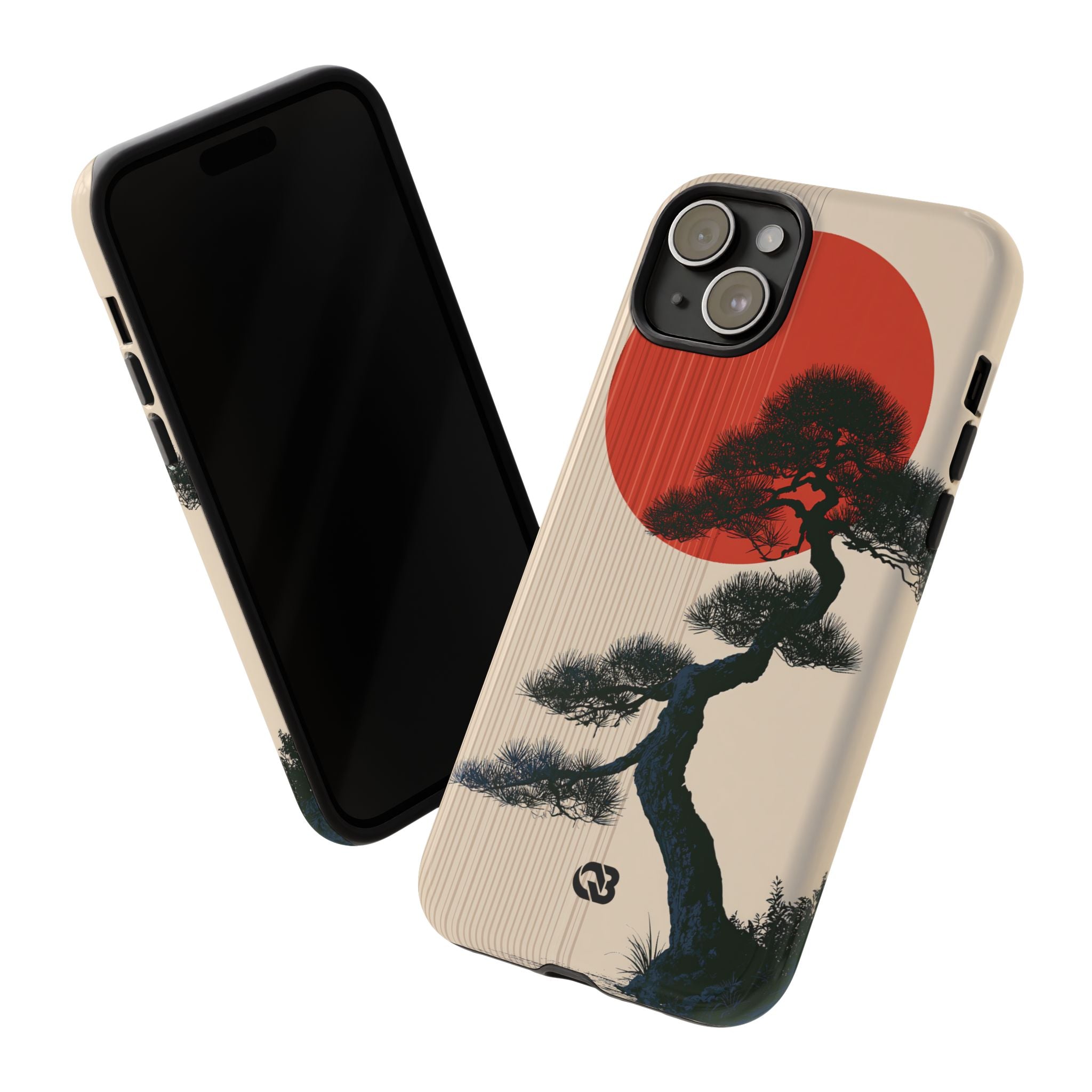 Beige Tough Phone Case for iPhone - Kyoto Crimson Pine