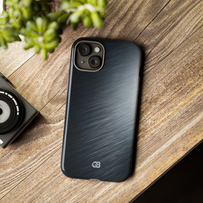 Grey Tough Phone Case for iPhone - Charcoal Brushed Steel
