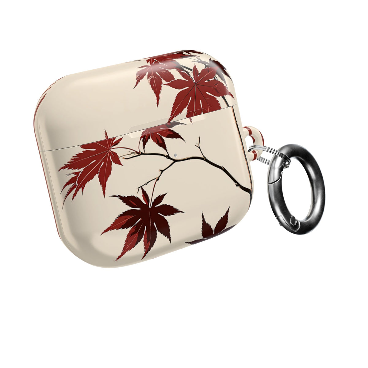Crimson Maple Branch · Hard Case for AirPods & AirPods Pro · Beige