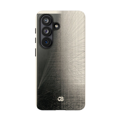 Beige Tough Phone Case for Samsung - Brutalist Graphite Grid