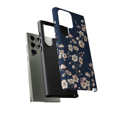 Blue Tough Phone Case for Samsung - Midnight Peach Sakura