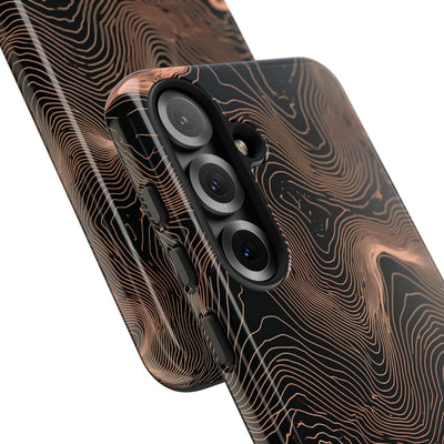 Orange Tough Phone Case for Samsung - Salmon Ridge Topo