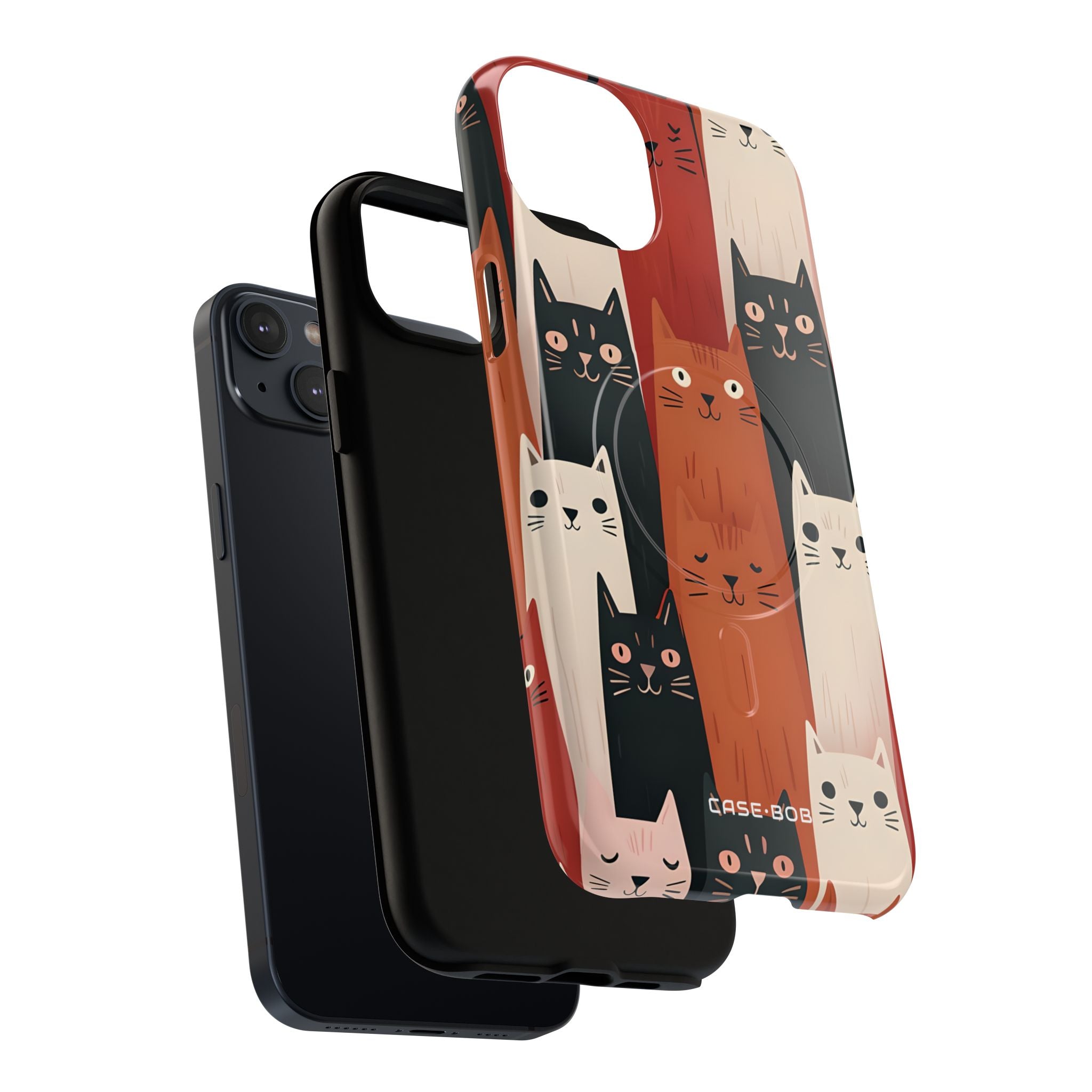 Elongated Cats Black iPhone 14 Plus Case - Tough+