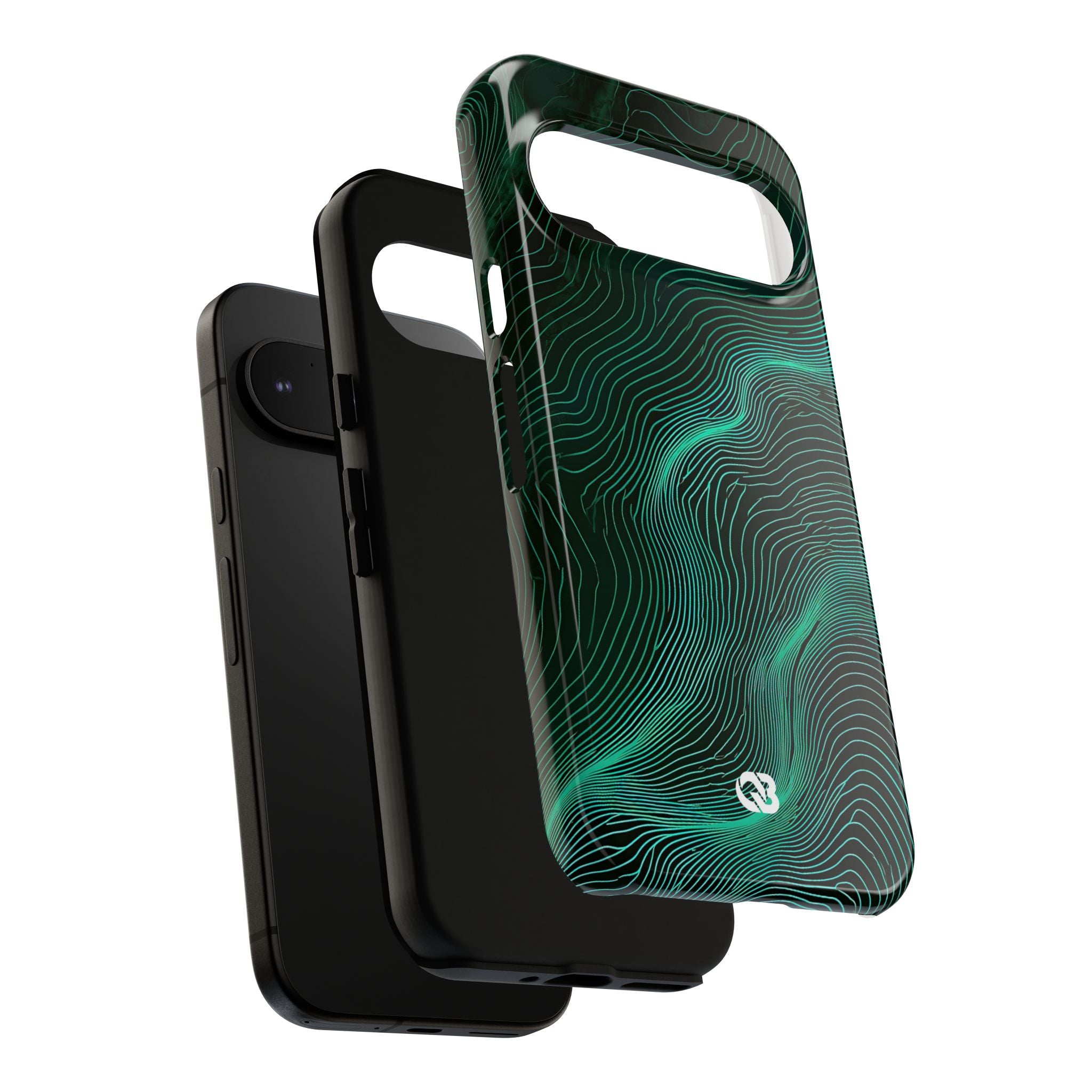 Teal Tough Phone Case for Google Pixel - Neon Jade Contour