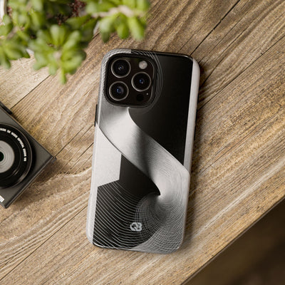 Grey Tough Phone Case for iPhone - Obsidian Moiré Wave