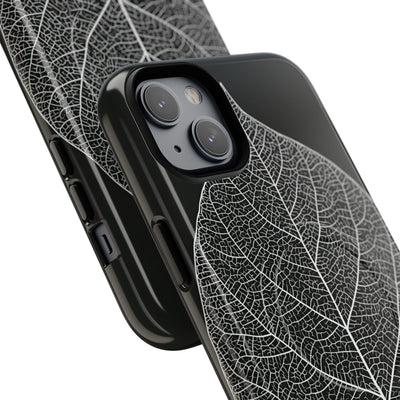 Black Tough 2.0 Magsafe Phone Case for iPhone - Bleached Leaf Lattice
