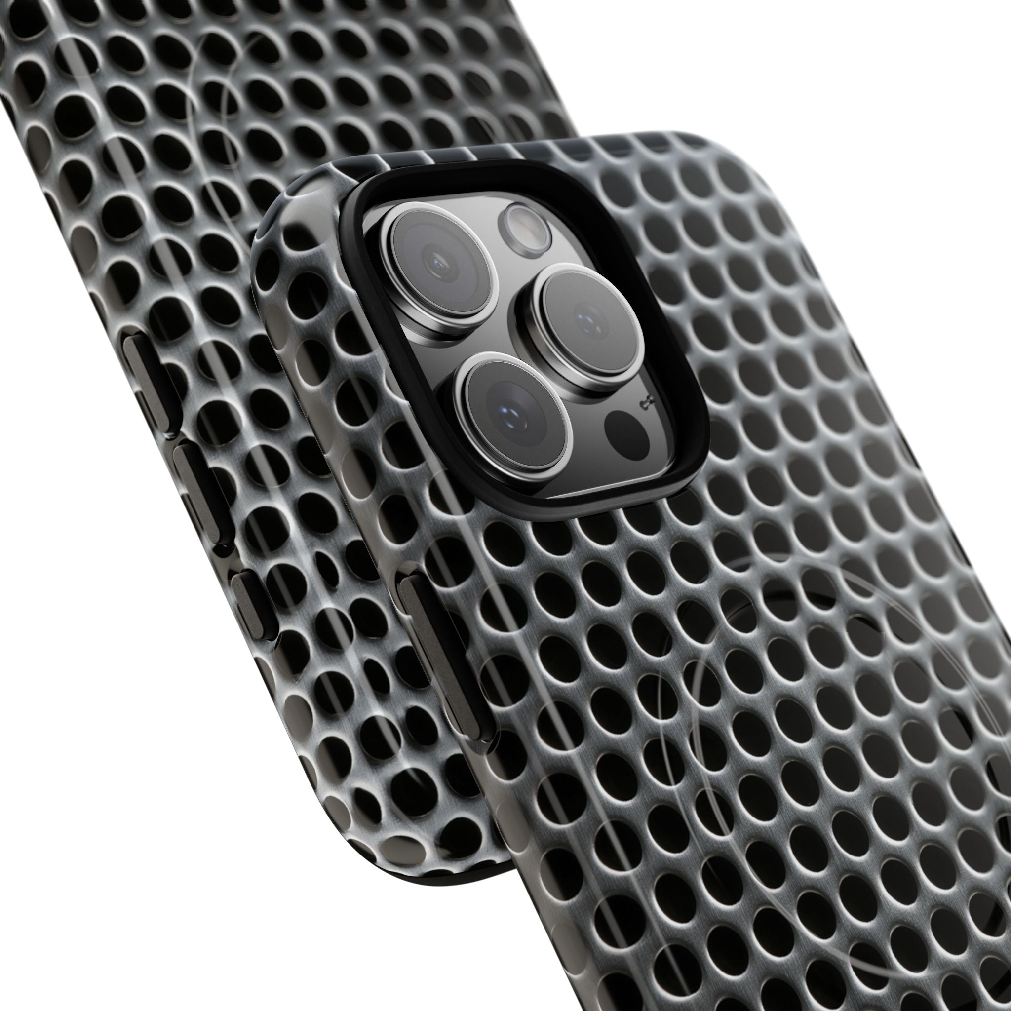 Silver Tough 2.0 Magsafe Phone Case for iPhone - Brutalist Steel Mesh