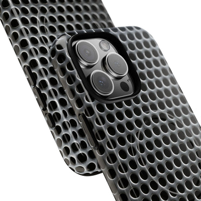Silver Tough 2.0 Magsafe Phone Case for iPhone - Brutalist Steel Mesh
