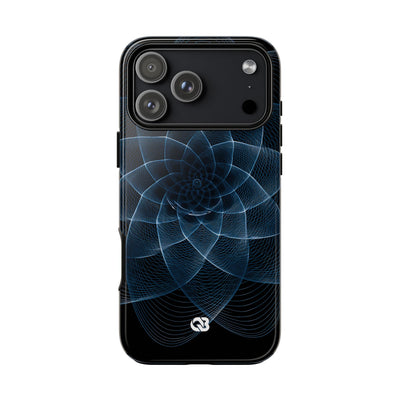 Blue Tough Phone Case for iPhone - Cobalt Geometric Bloom
