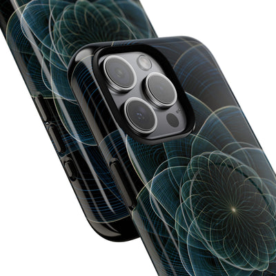 Blue Tough 2.0 Magsafe Phone Case for iPhone - Celestial Wireframe Bloom
