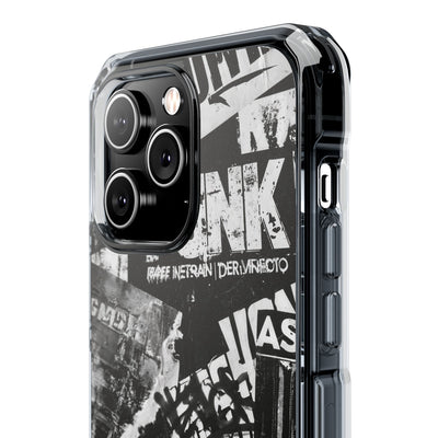 Underground Punk Collage · Clear Impact Magnetic Phone Case for iPhone · Black