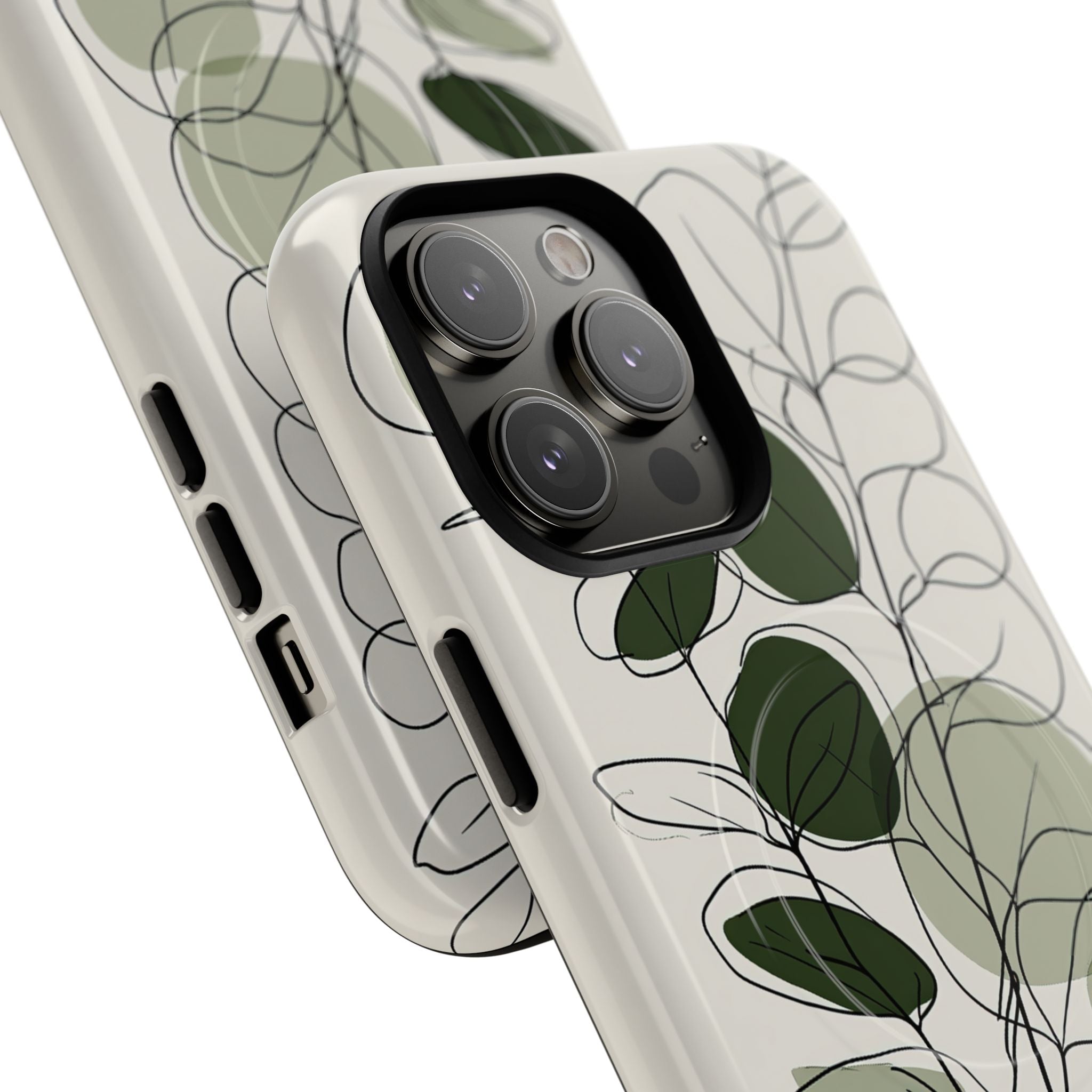 Green Tough 2.0 Magsafe Phone Case for iPhone - Muted Eucalyptus Sketch