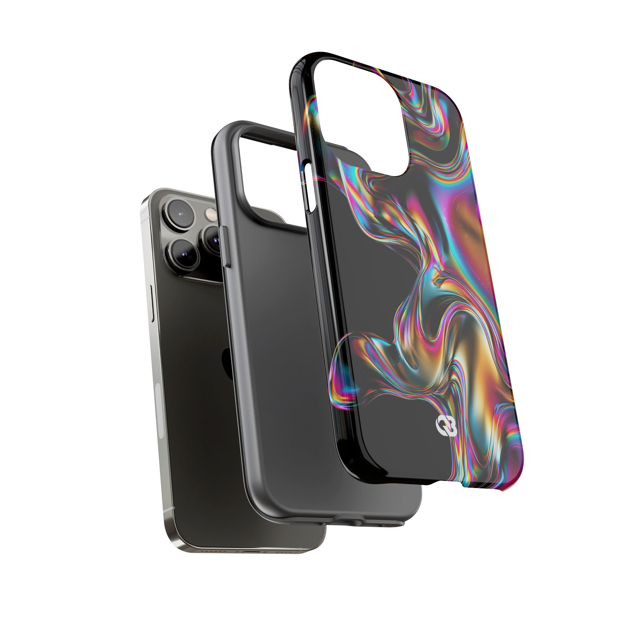 Purple Tough Phone Case for iPhone - Liquid Neon Chrome