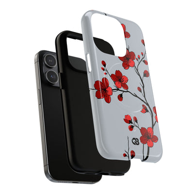 Grey Tough 2.0 Magsafe Phone Case for iPhone - Crimson Blossom Onyx