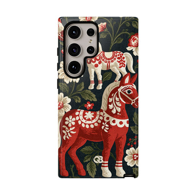 Nordic Dala Meadow · Tough Phone Case for Samsung · Red