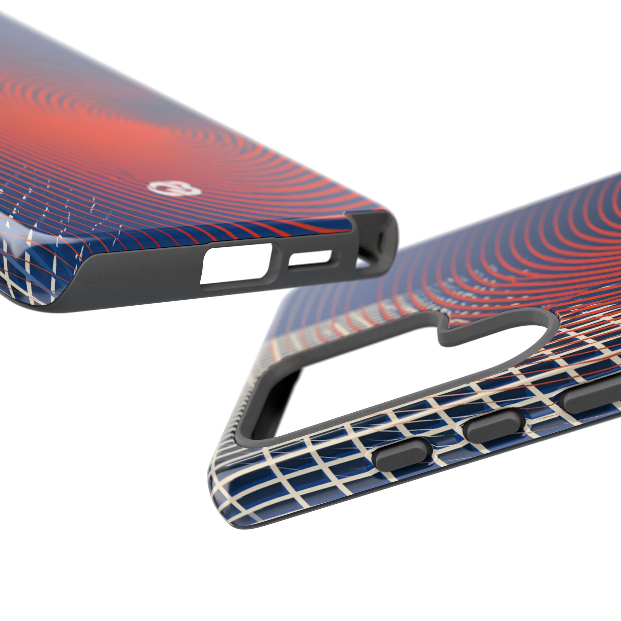 Blue Tough Phone Case for Samsung - Orange Orbit Grid