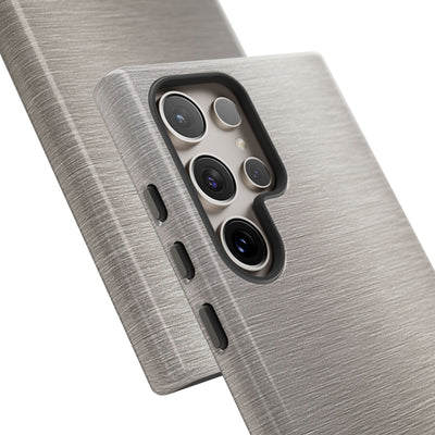Grey Tough Phone Case for Samsung - Brushed Nickel Linen