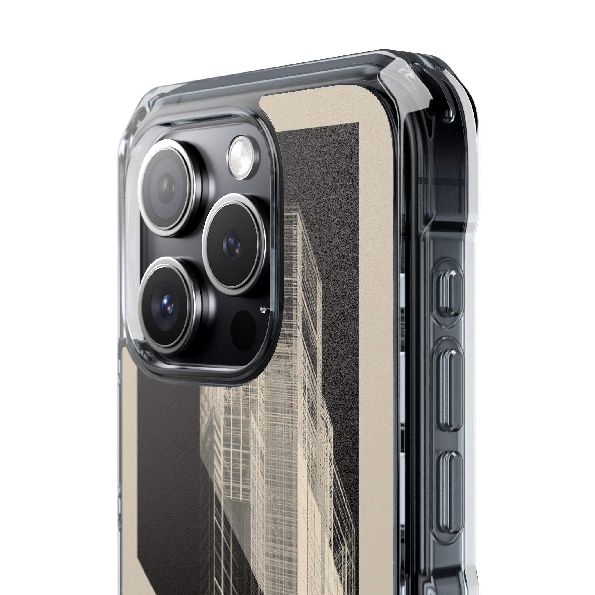 Beige Impact MagSafe Phone Case for iPhone - Monolith Urban Grid