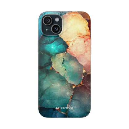 Teal Mosaic Veins iPhone 15 Plus Case - Soft