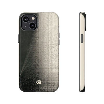 Beige Tough Phone Case for iPhone - Brutalist Graphite Grid