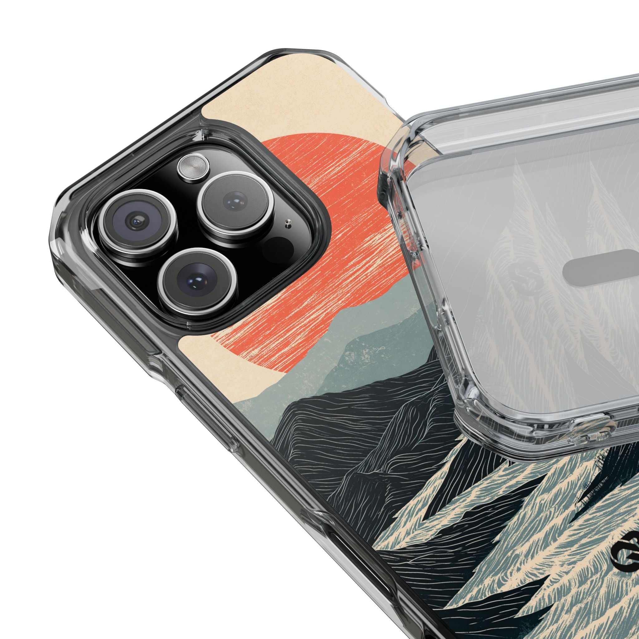 Beige Impact MagSafe Phone Case for iPhone - Crimson Ridge Flow