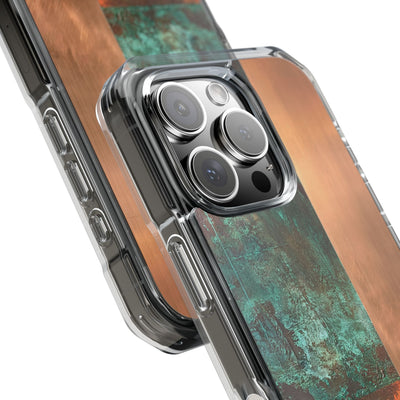 Teal Impact MagSafe Phone Case for iPhone - Verdigris Copper Slab