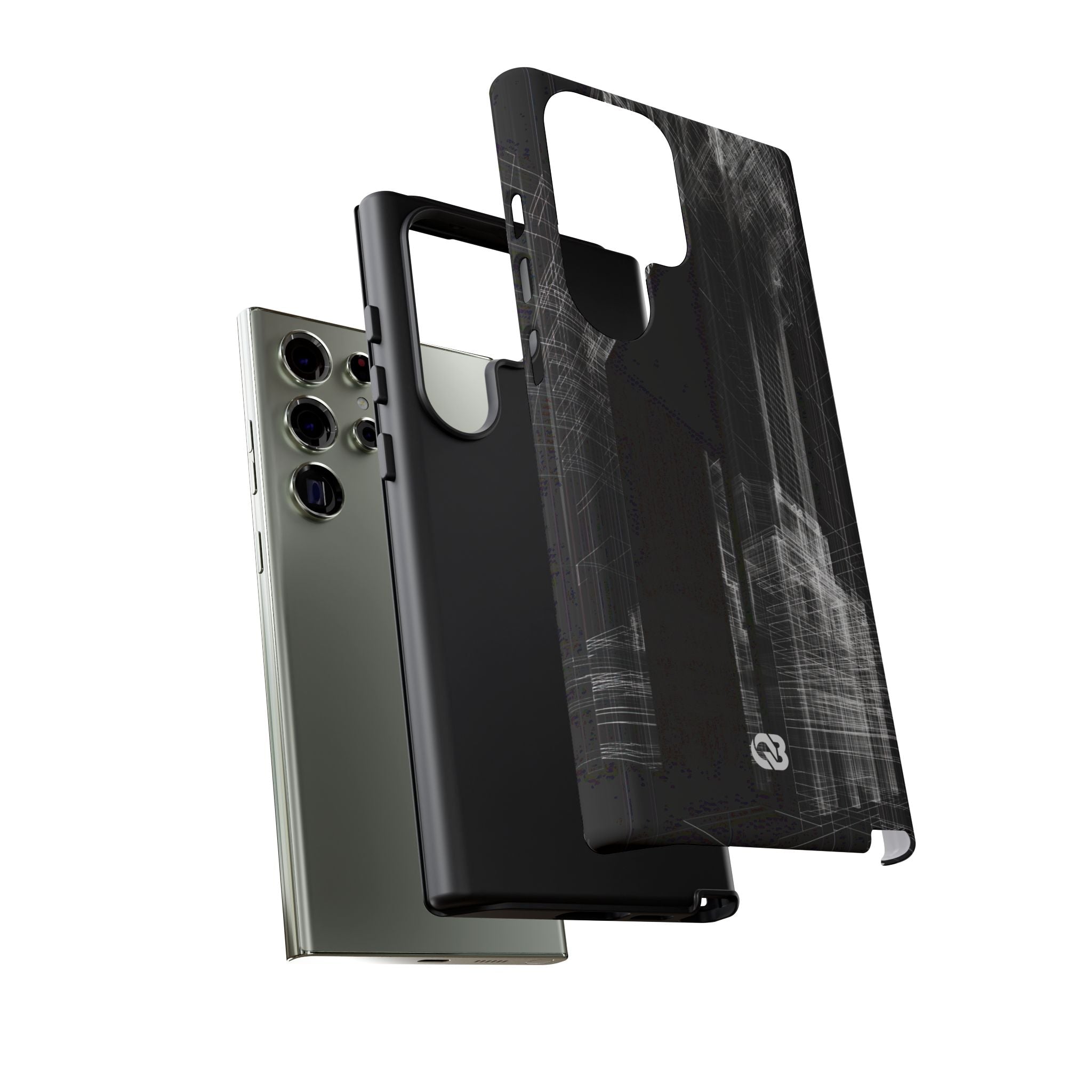 Black Tough Phone Case for Samsung - Ghost Urban Wireframe