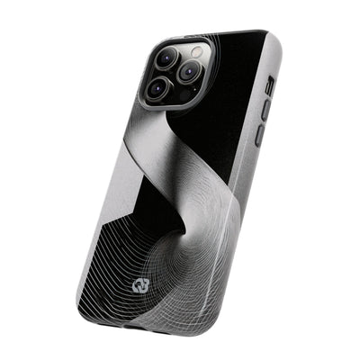 Grey Tough Phone Case for iPhone - Obsidian Moiré Wave