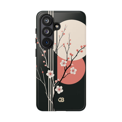 Black Tough Phone Case for Samsung - Kyoto Midnight Blossom