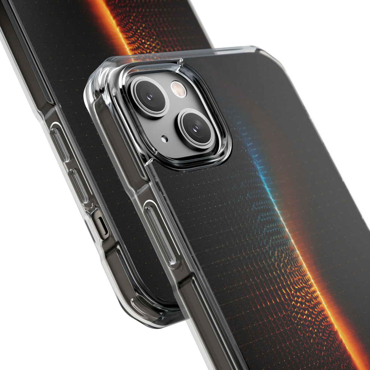 Luminous Refraction Grid · Clear Impact Magnetic Phone Case for iPhone · Black
