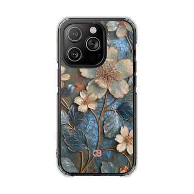 Gilded Blossom Reverie · Clear Impact Magnetic Phone Case for iPhone · Teal
