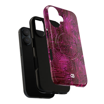 Magenta Circuit Trace · Tough 2.0 Magnetic Phone Case for iPhone · Pink