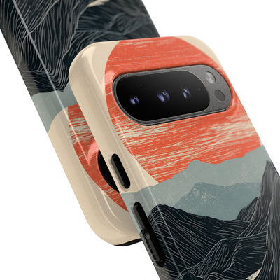 Beige Tough Phone Case for Google Pixel - Crimson Ridge Flow