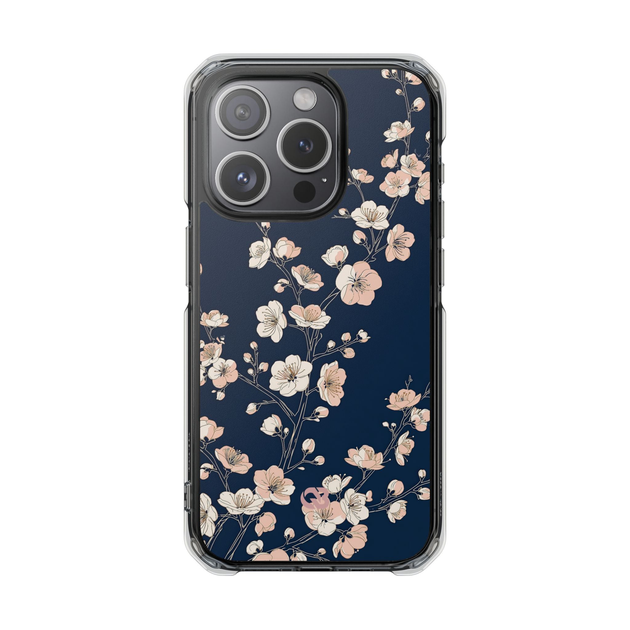 Blue Impact MagSafe Phone Case for iPhone - Midnight Peach Sakura