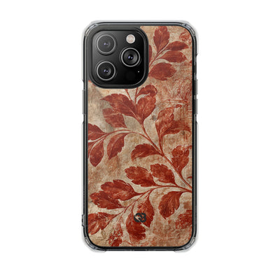 Terracotta Botanical Fresco · Clear Impact Magnetic Phone Case for iPhone · Red