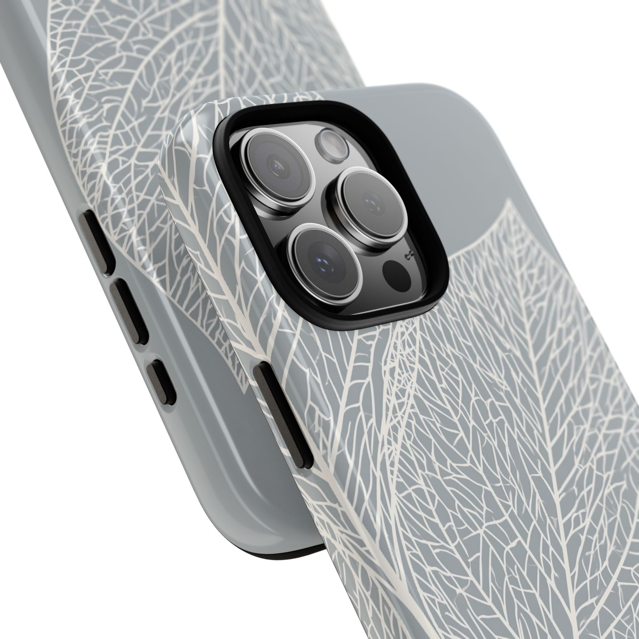 Grey Tough Phone Case for iPhone - Frosted Ash Veins