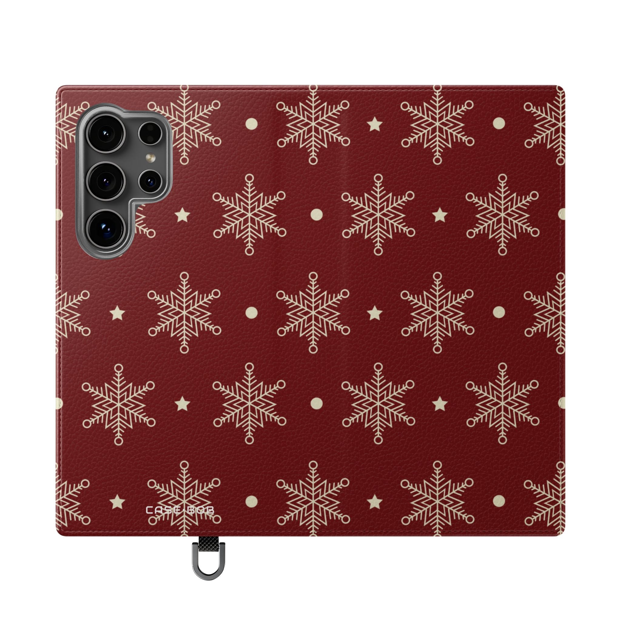 Cream Snowflakes Crimson - Samsung S24 Ultra Case - Wallet
