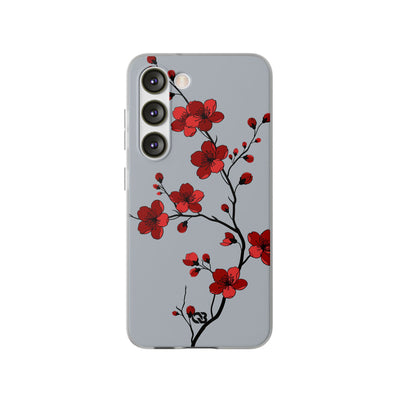 Grey Lite Phone Case for Samsung - Crimson Blossom Onyx