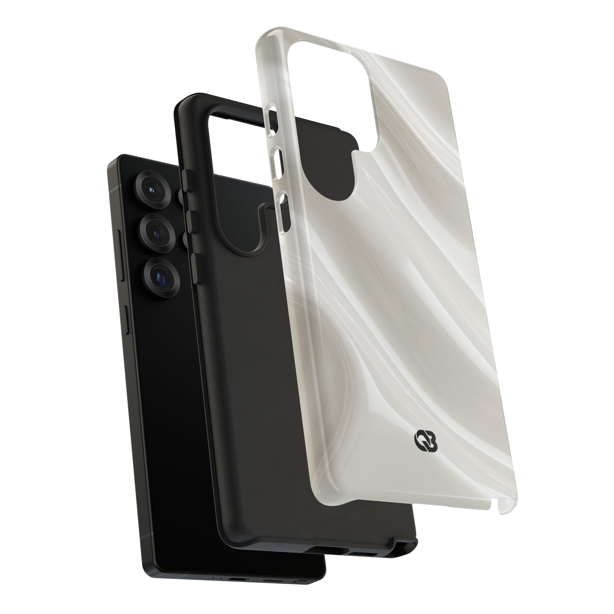 White Tough Phone Case for Samsung - Polished Ivory Wave