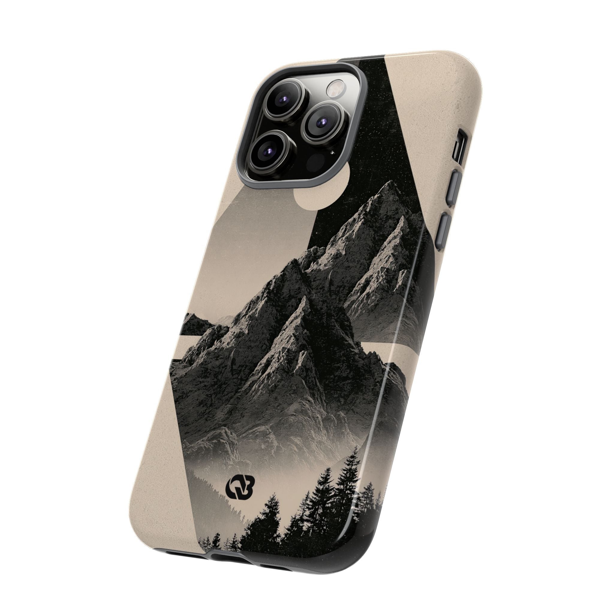 Beige Tough Phone Case for iPhone - Obsidian Summit Parchment