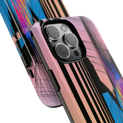 Blue Tough Phone Case for iPhone - Fractured Data Skyline