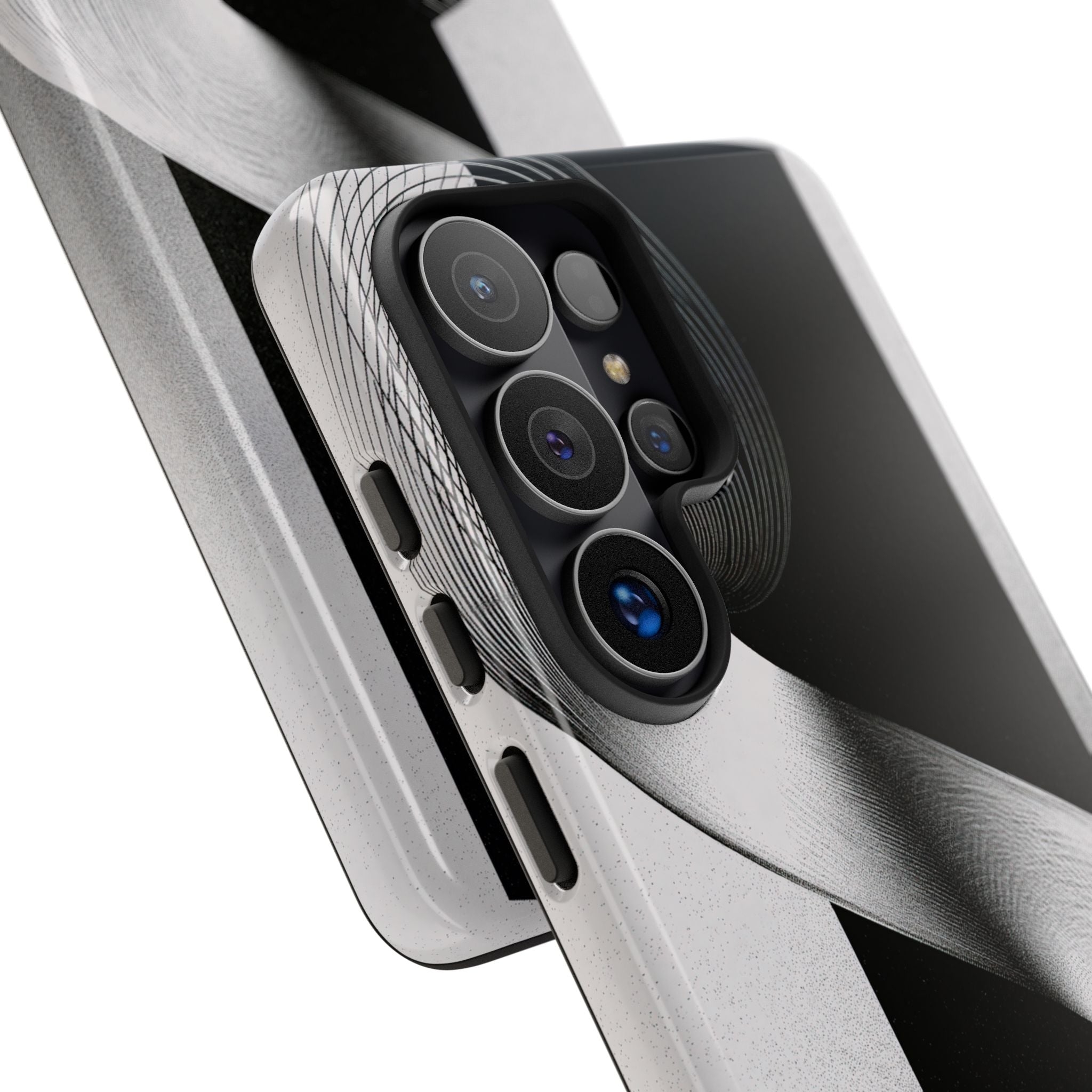 Grey Tough Phone Case for Samsung - Obsidian Moiré Wave