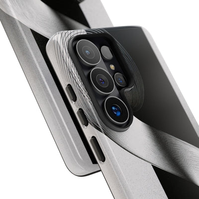 Grey Tough Phone Case for Samsung - Obsidian Moiré Wave