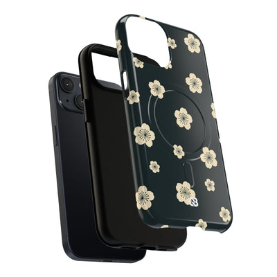 Teal Tough 2.0 Magsafe Phone Case for iPhone - Obsidian Cream Petals