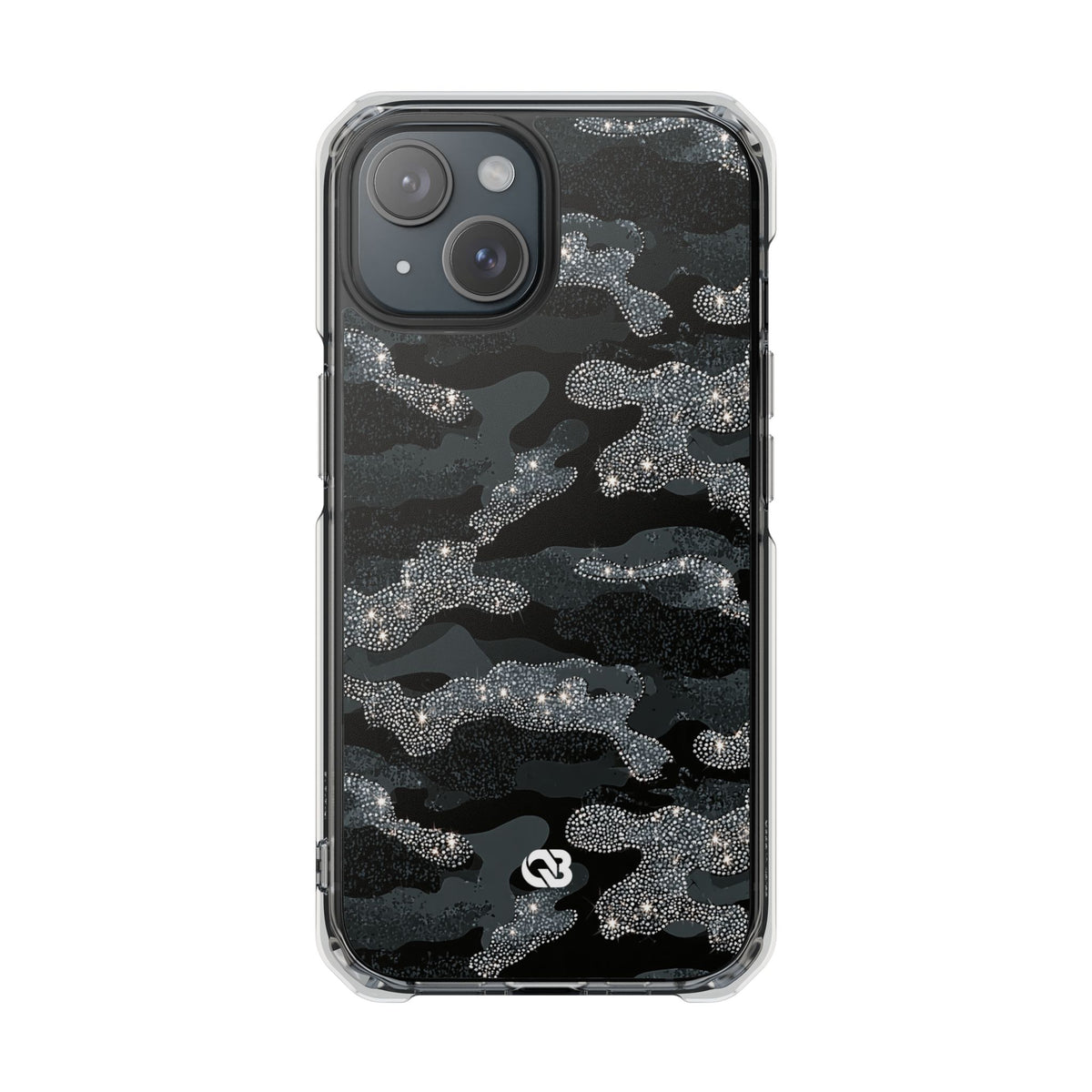 Glitter Shadow Camo · Clear Impact Magnetic Phone Case for iPhone · Black