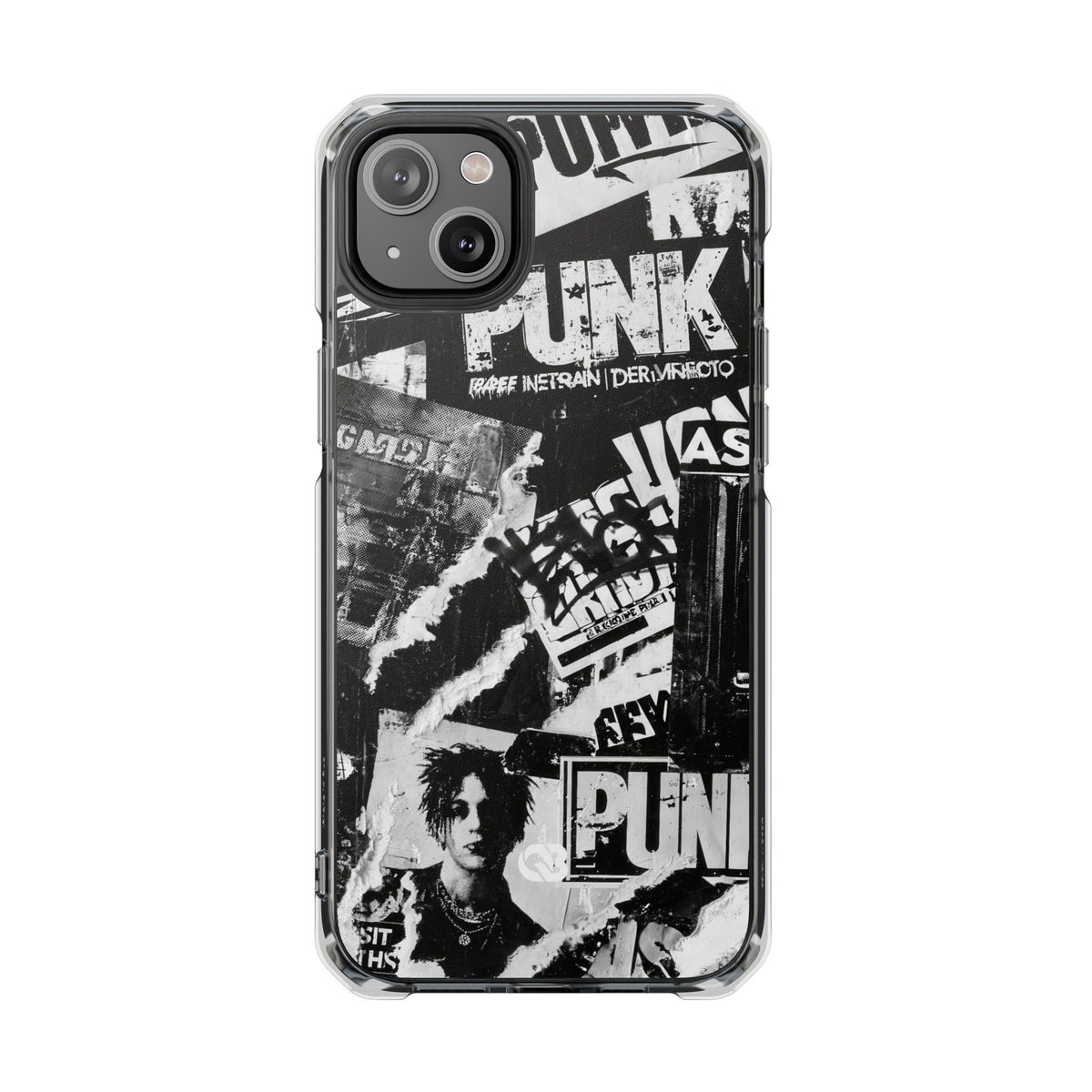 Underground Punk Collage · Clear Impact Magnetic Phone Case for iPhone · Black