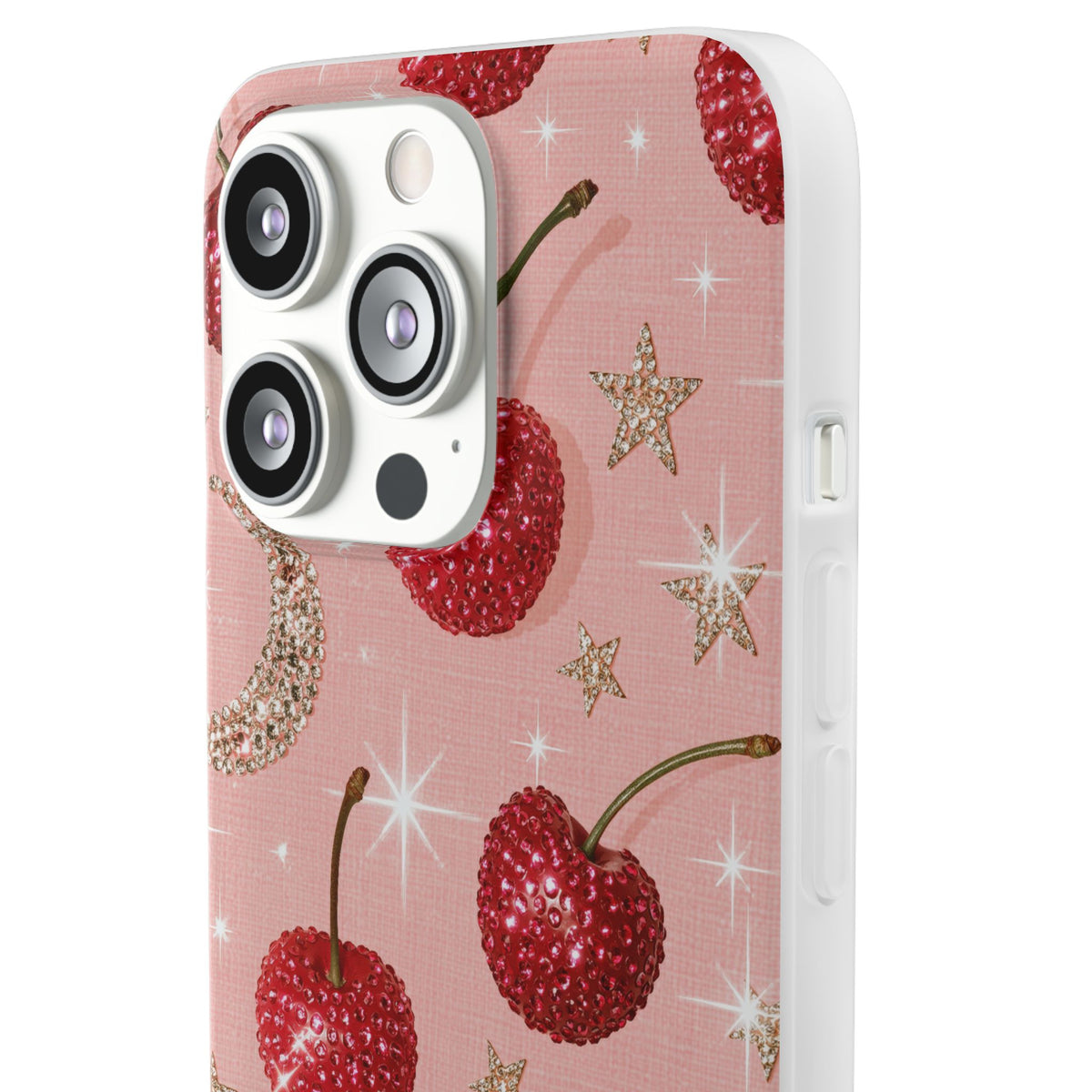Bedazzled Ruby Cherries · Lite Phone Case for iPhone ·  Pink